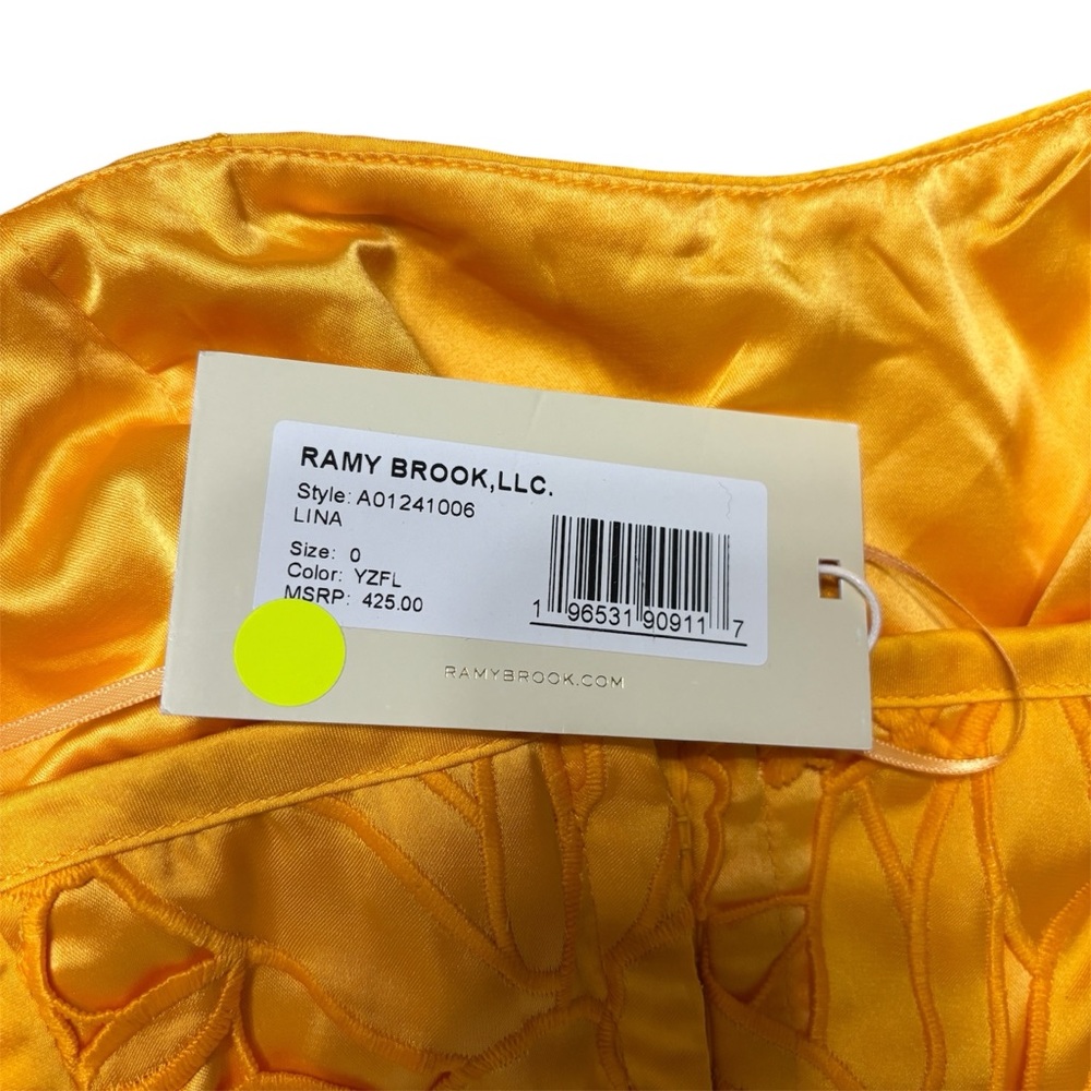 Ramy Brook Lina Embroidered Satin Crop Top Yuzu Floral Sateen Size 0 NWT - Picture 4 of 5